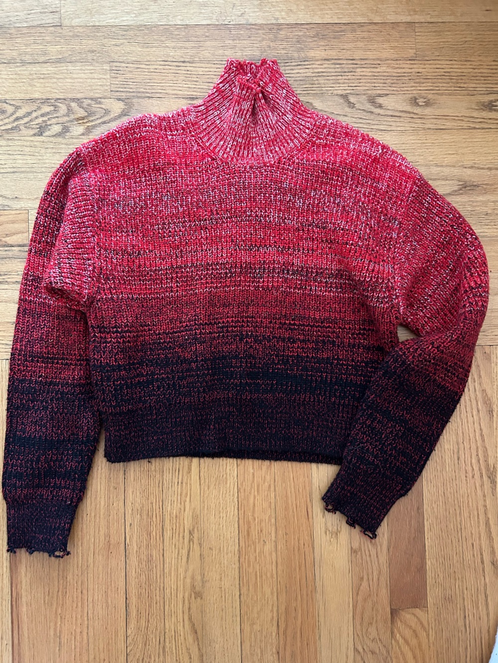 Helmut Lang Women's Red Ombre Knit Turtleneck Sweater